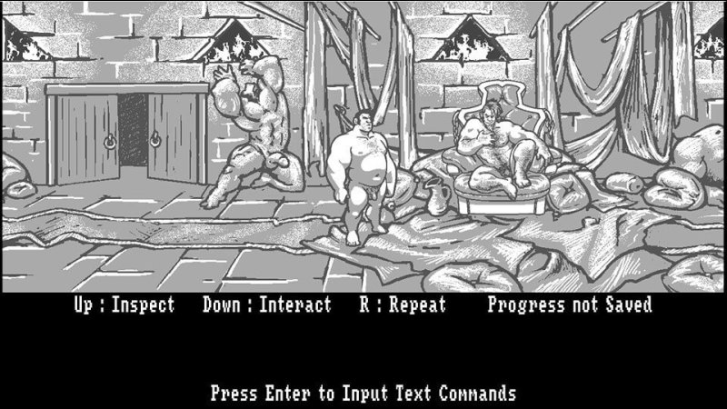 See No Evil — Pencil-drawn tavern scene in a point-and-click adventure — See No Evil game screenshot.